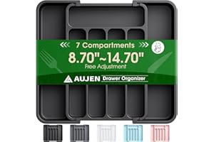 AUJEN Cutlery Organizer - Expandable Utensil Drawer Organizer, Adjustable Cutlery Tray Organizer, Multipurpose Silverware Kit