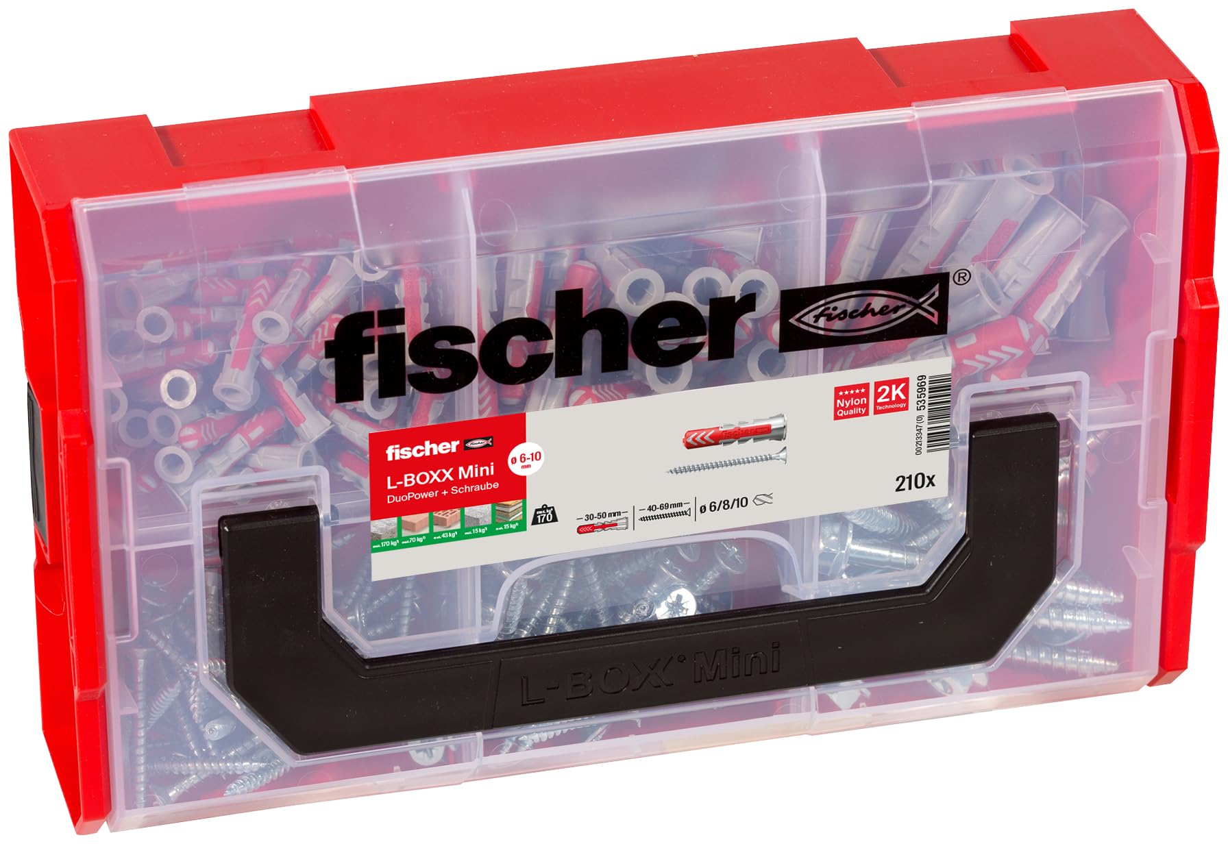 fischer FIXtainer DUOPOWER and Screw, 210 Pieces, 535969
