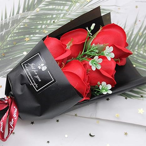 Amazon バースデー ソープフラワー バラ 花束 造花 フェイクフラワー ホール リアル 母の日 おしゃれ 新学期 ブライダル 卒業祝い 叙勲当選 誕生日 クリスマス 正月 装飾用 ギフト 恋人 妻 レッド 造花 オンライン通販