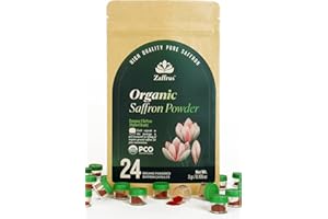 Zaffrus - Certified Organic Premium Saffron Powder for Cooking Saffron Rice, Paella, Risotto, Soup, Desserts & Herbal Teas. Pack of 24 (3 gram/ .105 Oz)