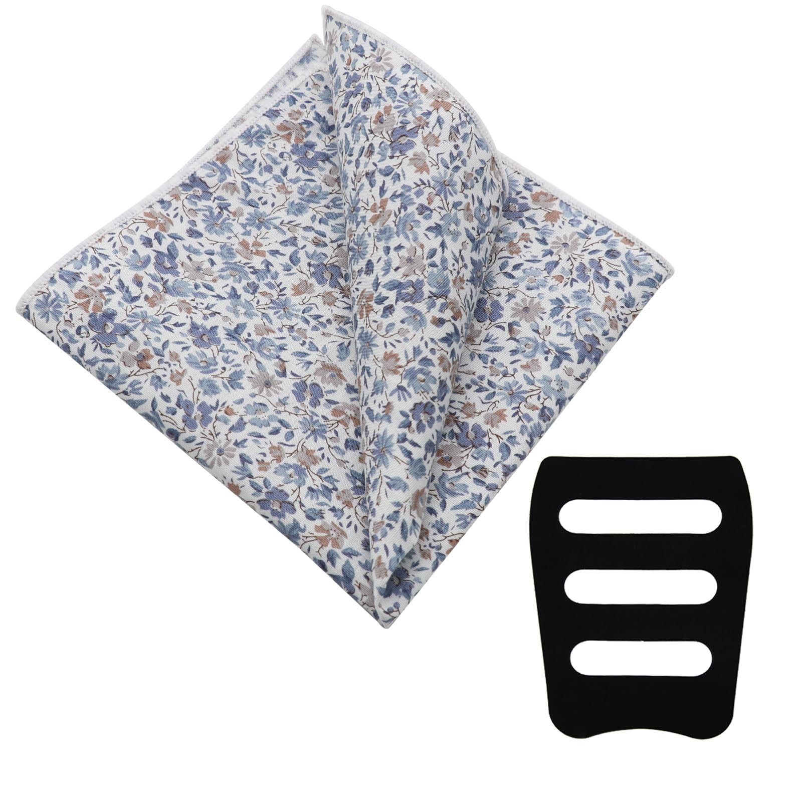 Photo 1 of LJBFNN Floral Pocket Squares for Men, Mens Ladies Cotton Handkerchiefs with Pocket Square Holder for Wedding Party Camping (Floral Blue White)