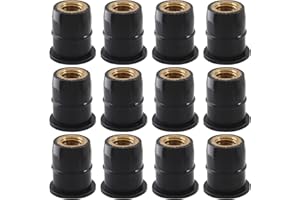 Moicstiy 12Pcs M6 Rubber Well Nuts Neoprene Expansion Brass Nuts Fairing Universal Motorcycle Fasteners for Canoe, Boat, Kayak
