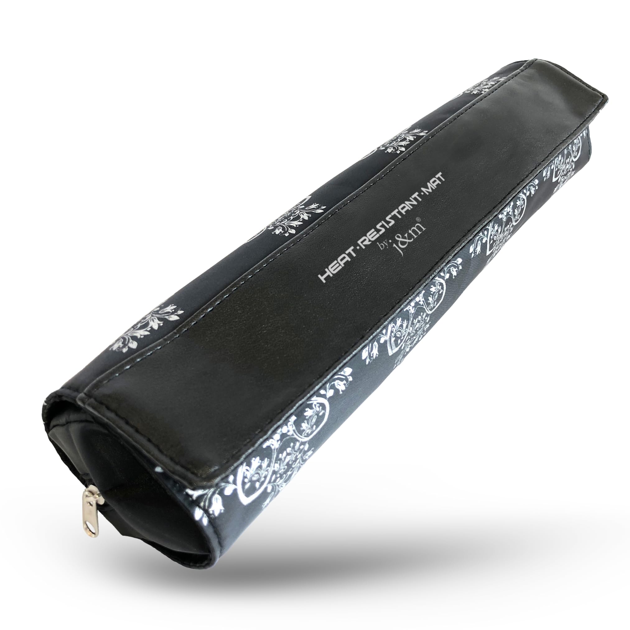 Hair Straighteners Vegan Leather Case & Roll Mat by j&m - Stylish Pouch & Zip-Up Bag with Detachable Mat for Protecting Surfaces - Fits ghd, BaByliss & Most Brands (Mandala)