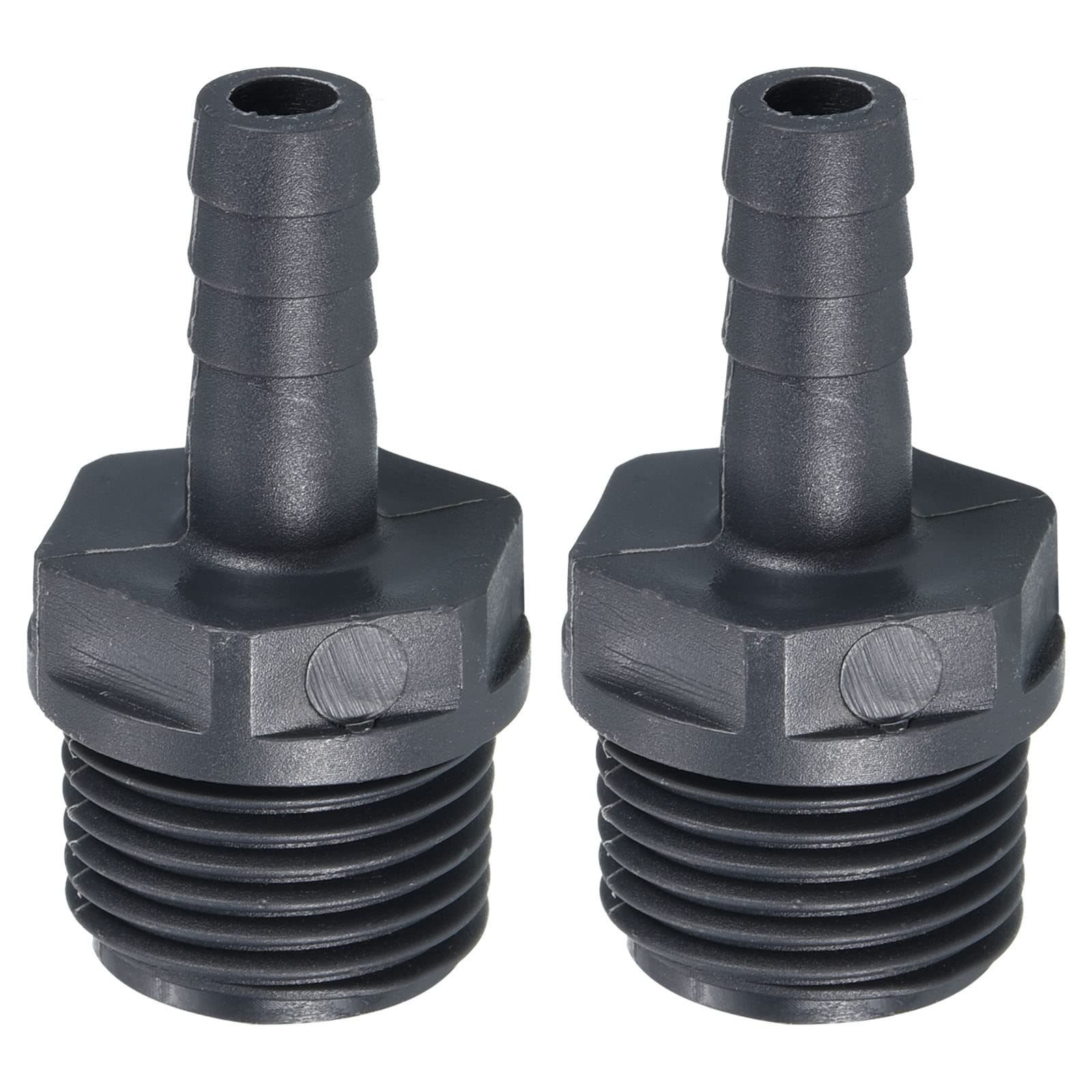 PATIKIL UPVC Barb Hose Fitting, 2 Pack 8mm Barbed G1/2 Male Thread Pipe Connector Adapter Quick Fittings for Water Fuel Air, Gray
