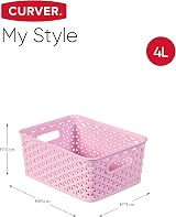 Curver My Style Rattan Effect 4 x 4 Litre Storage Baskets Pink view 8