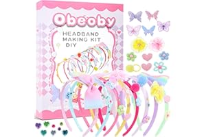 OBEOBY Girls Headbands, Headband Making Kit for Girls Make Your Own Unique Headbands Hair Accessories Set for Ages 5-12 Girl Gifts Christmas Stocking Stuffers