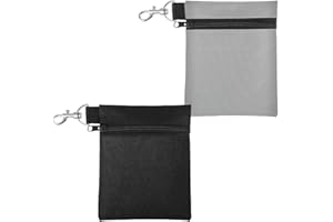 Golf Tee Bag, 2Pcs Golf Tee Pouch Golf Tee Bag Golf Accessory Bag, Zipper Golf Ball Bag with Metal Lobster Claw Clip for Valu