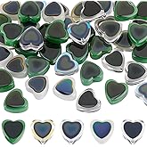 PONABEADIY 1 Box 50PCS Heart Glass Mood Beads with Holes Two Tone Temperature Sensing Color Changing Assorted Hearts Spacer Loose Bead Bulk for Jewelry Making Necklaces Christmas DIY Craft Supply