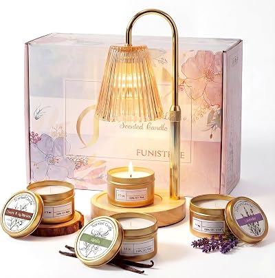 Funistree Candle Warmer Lamp with Dimmer 2 Bulbs 3-Pack Candles Gift Set