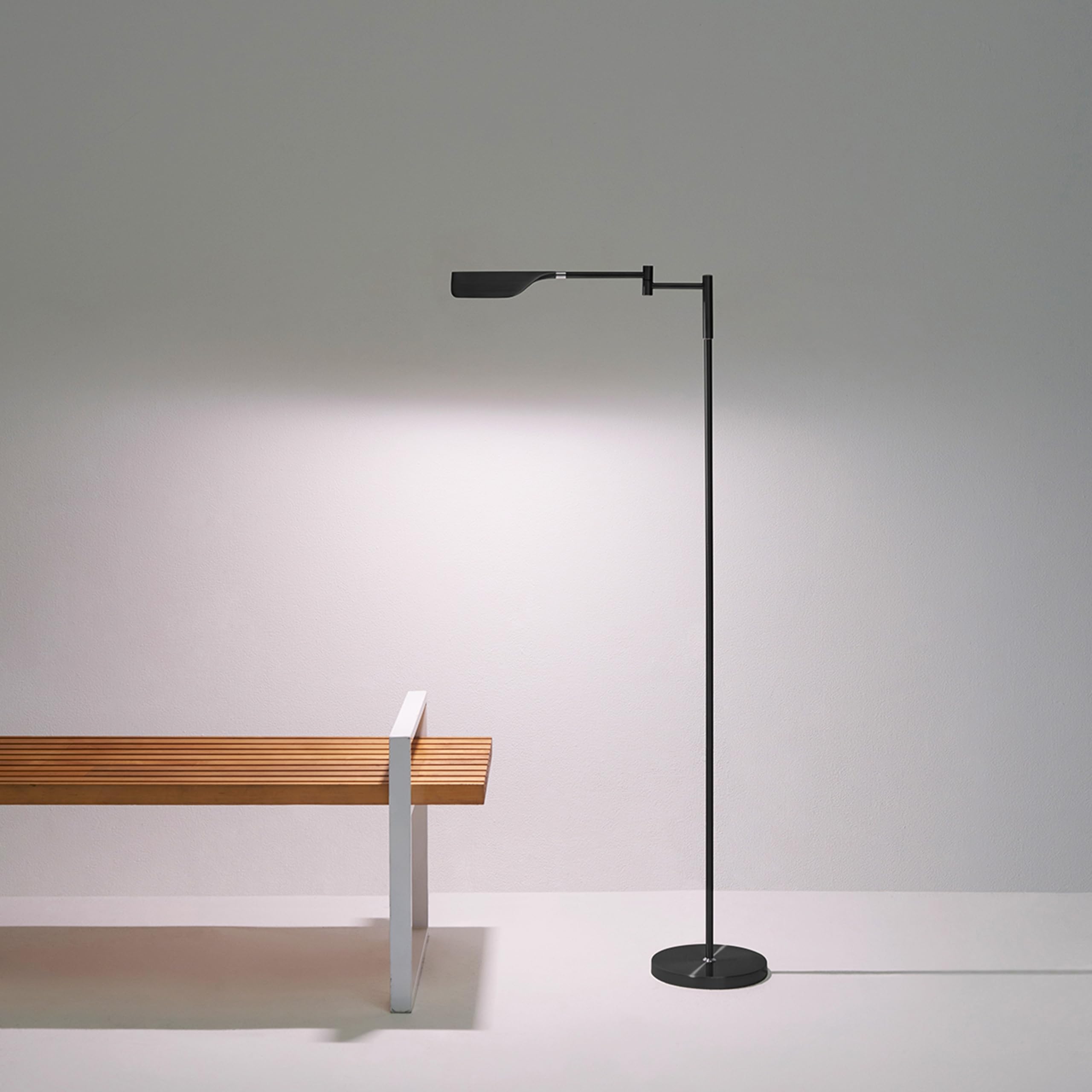 Brightech Leaf Pharmacy LED Reading Lamp, Dimmable Floor Lamp with Easy Rotation Over Chair or Desk for Living Rooms & Offices, Adjustable Standing Lamp, Tall Lamp for Sewing & Craftwork - Jet Black