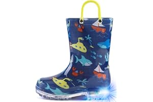 HugRain Light Up Rain Boots for Little Kids