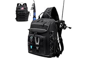 JPY Military Tactical Backpack with Rod Holder for Fishing Hiking Trekking, Outdoor Assault Pack Travel Fishing Rucksack (Black)