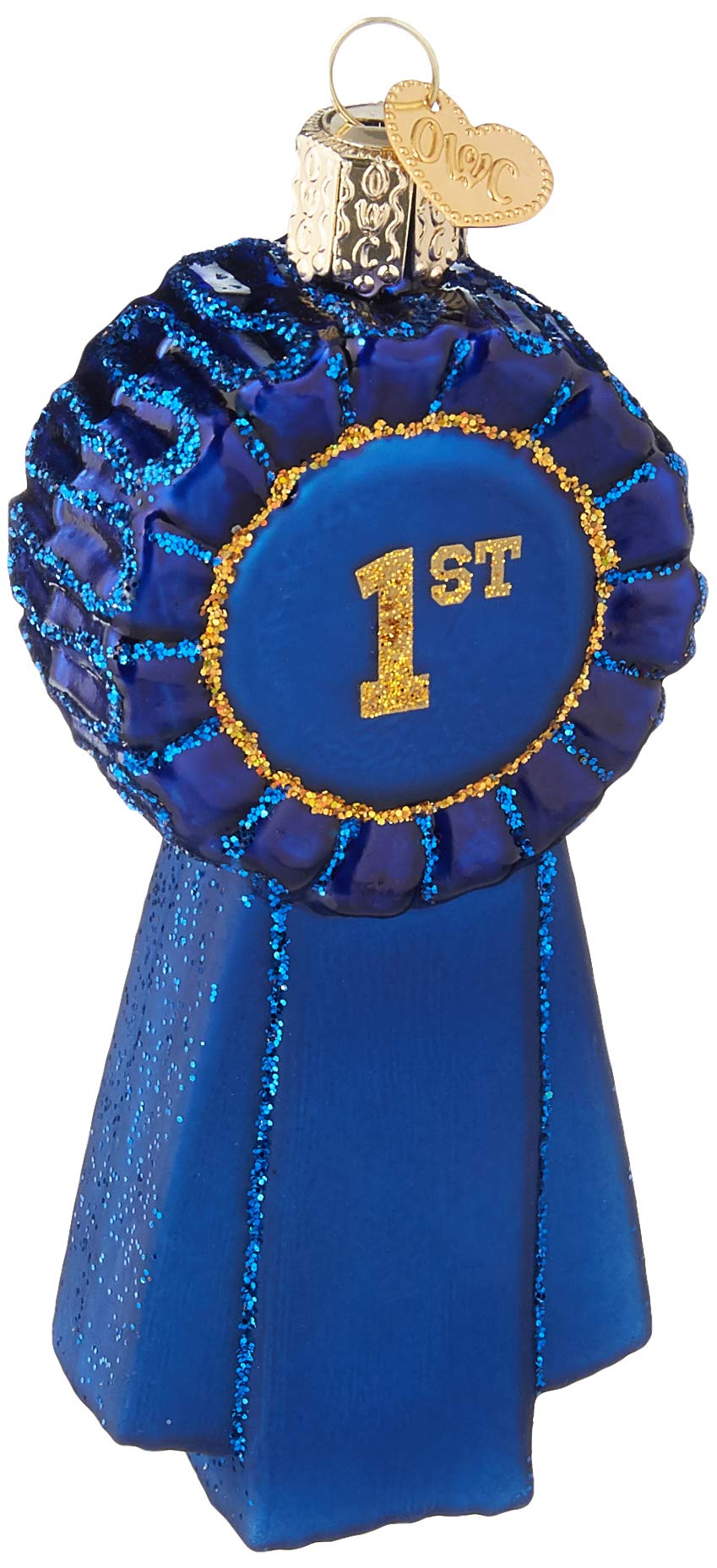 Old World Christmas Blue Ribbon Glass Blown Ornament for Christmas Tree