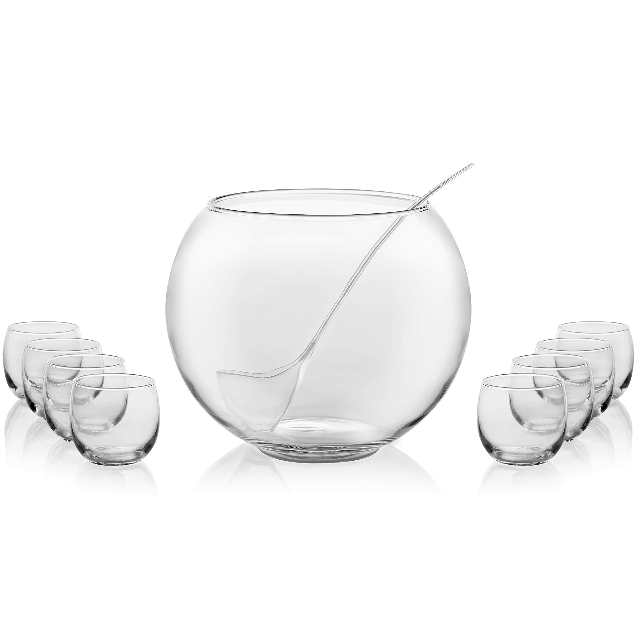 Libbey Selene Punch Bowl Set with 8 Punch Glasses, Punch Bowl and Ladle