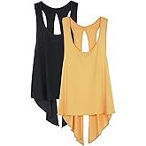 icyzone Tie Back Yoga Tops for Women, Lightweight Workout Athletic Tanks, Breathable Gym Shirts