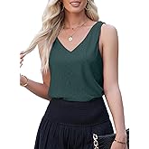 BLENCOT Tank Tops for Women Eyelet V Neck Loose Sleeveless Embroidery Summer Dressy Shirts Blouse