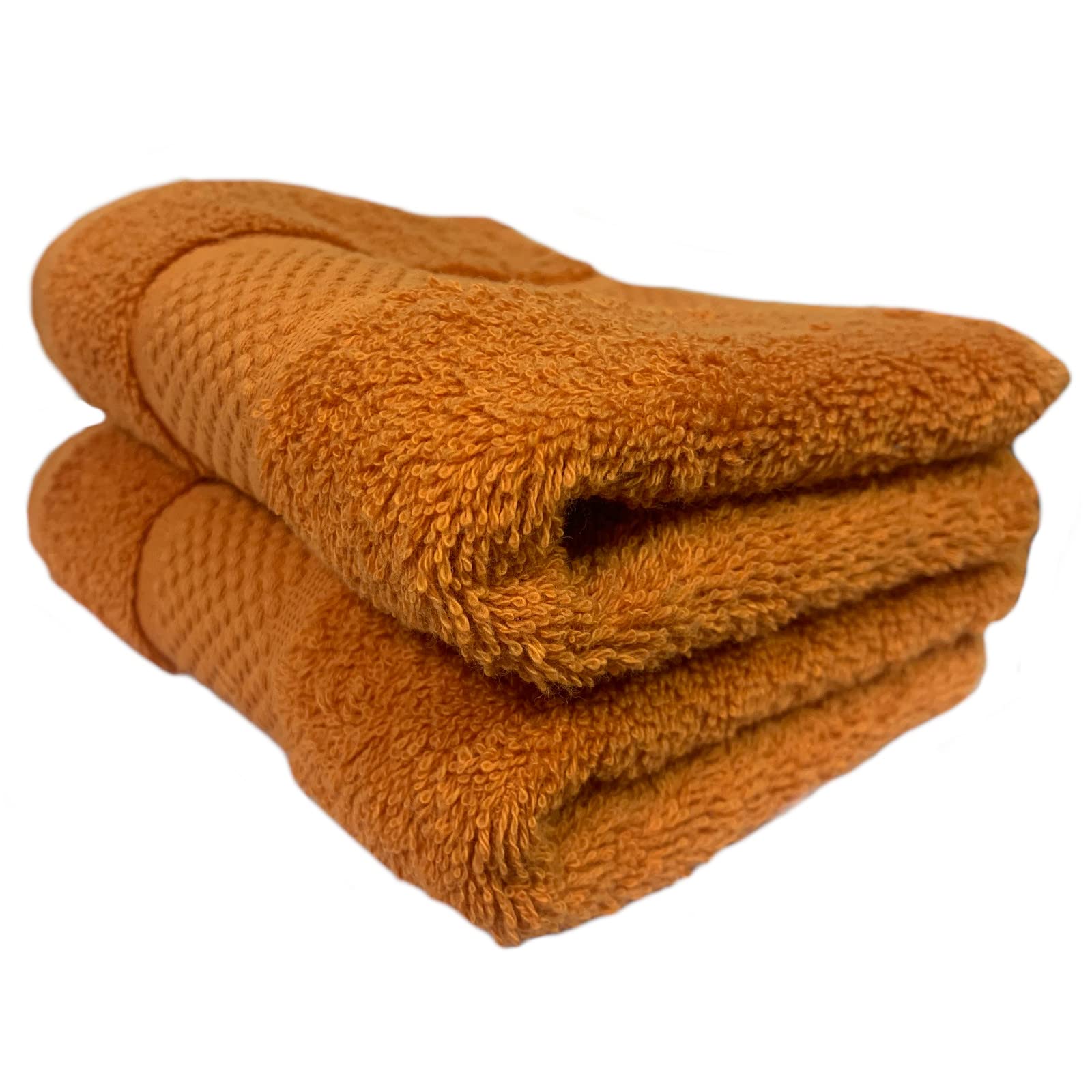 Sue Rossi Guest Towels 30 x 50cm Set Of 2, Organic Turkish Combed Cotton, 600gsm Thick, Soft & Absorbent Bathroom Or Kitchen Small Hand Towel, Face Cloth (Orange, 2)