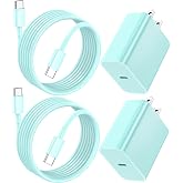 for iPhone Charger Fast Charging, 2Pack 20W USB C Charger Block with 60W USB C to C Cable 6FT,Type C Charging Cord Compatible with iPhone 17/16/15 Pro Max/Pad Pro/Samsung S23/Android Charger Blue