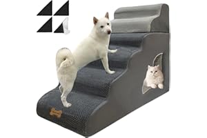 NECRELY dog stairs for small dogs to 30 inches high beds, 6 step dog ramp stair for 18-36 inches couch-bed,pet stairs for small old meduim large dogs cats,Non-Slip balanced 6 tiers ladder,75 pounds Studry 33D