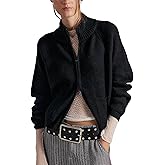 Gnveub Zip Up Sweaters for Women Long Sleeve Chunky Knit Sweater Jackets Cropped Cardigans Outerwear Coats with Pockets