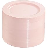 bUCLA 100Pieces Pink Plastic Dessert Plates - 6.25 inch Pink Disposable Dessert/Appetizer/Small Cake Plates for Wedding, Party & Mother's Day
