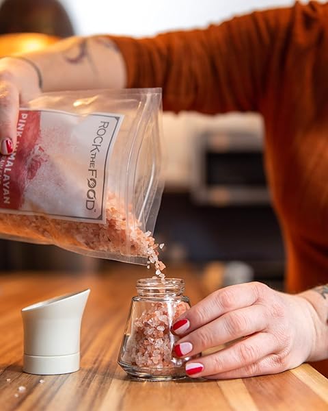 ROCK THE FOOD | PINK HIMALAYAN SALT BULK, 2.2 LB COARSE GRAIN | FOR TABLE SALT IN GRINDERS OR SPICE JARS | BATH SALT | GOURMET PURE CRYSTAL | 100% NATURAL & KOSHER CERTIFIED