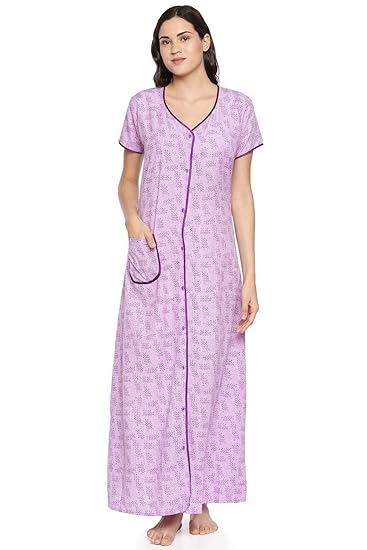Womens Purple Printed Maternity Nightdress
