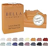 Bella Coterie Luxury Bamboo Viscose King Size Sheet Set | 100% Organically Grown | Ultra Soft | Cooling for Hot Sleepers | 18" Deep Pocket [Marigold]