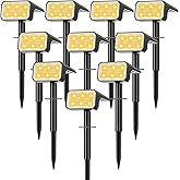 Flaow Solar Spot Lights Outdoor, [10 pack/118 LED] 4 Modes Auto On/Off Solar Landscape Spotlights, Ip67 Waterproof Solor Powered Pathway Lights for Outside Yard Garden Walkway Tree Patio (Warm White)