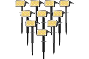 Flaow Solar Spot Lights Outdoor, [10 pack/118 LED] 4 Modes Auto On/Off Solar Landscape Spotlights, Ip67 Waterproof Solor Powered Pathway Lights for Outside Yard Garden Walkway Tree Patio (Warm White)
