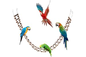 DNOIFNE Bird Parrot Ladder Bridge Toy, Bird Swing Toy, Natural Pepper Wood Hanging Pet Chewing Toy, Rat Hamster Climbing Toys, Bird Cage Accessories, Suitable for Bird Parrot Rat Squirrel Sugar Gliders