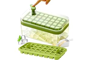 SOZAKKA 2023 New Ice Cube Tray with Lid and Bin, 2 Pack Ice Cube Trays for Freezer, 64 Pcs Ice Cube Mold Green
