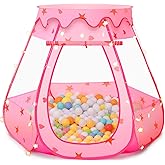 Baby Ball Pit for Toddler: with Star Lights - Pop Up Princess Play Tent for Kids - Indoor Outdoor Baby Girl Toys Birthday Gifts - NO Balls (Pink Tent)