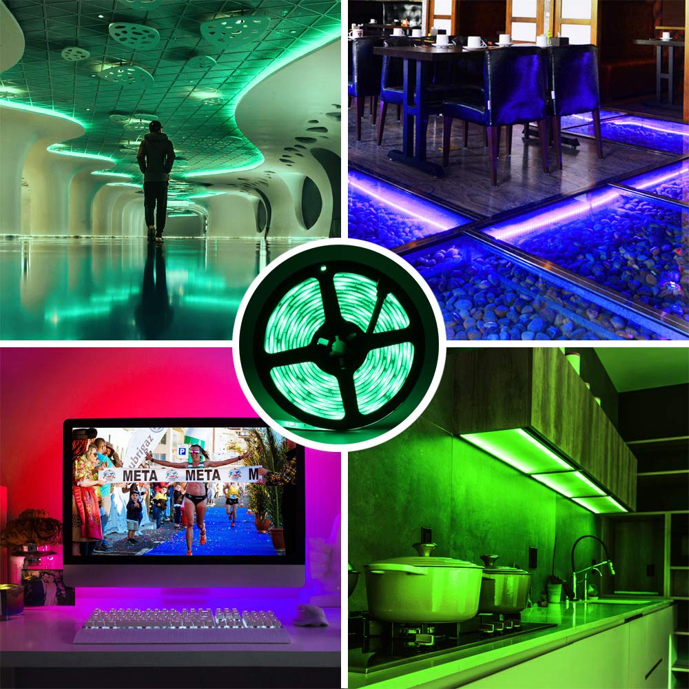 DLIANG RGB LED Strip Light Kit 16.4ft Flexible Tape Lights 5050 SMD Color Changing 300 LEDs Waterproof IP65 Rope Light with 44 Keys IR Remote Controller and 12V Power Adapter for Home Kitchen Party