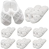 ZETEAKER 8-12 Pairs Women's Fuzzy Slippers Bulk, Cross Band Open Toe Bridesmaid Slippers, Plush Furry Slipper for Bridal and Bachelorette Party Gift