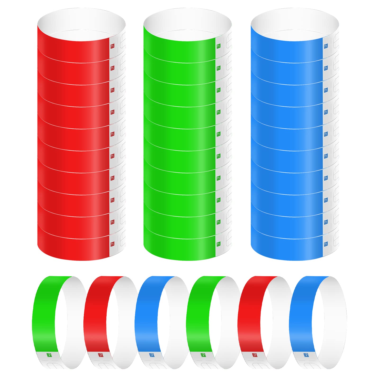 KINBOM 300 Pcs Neon Wristbands, Waterproof Paper Bracelets for Events Colorful Wrist Party Bands Armbands Paper Wristbands for Events Party Concerts Music Festivals and Fairs (Green, Red, Blue) — image 1