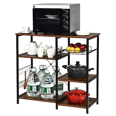 WEIYUDANG Kitchen Baker's Rack with Microwave Stand, Vintage Shelf