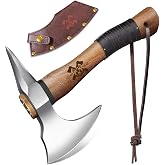 Grumpy Bear 11" Survival Axe Camping Hatchet &ndash; Forged High Carbon Steel Blade with Walnut Wood Handle &ndash; Shock-Absorbing, Anti-Slip Grip &ndash; Ideal for Bushcraft, Wood Splitting &amp; Outdoor Adventures
