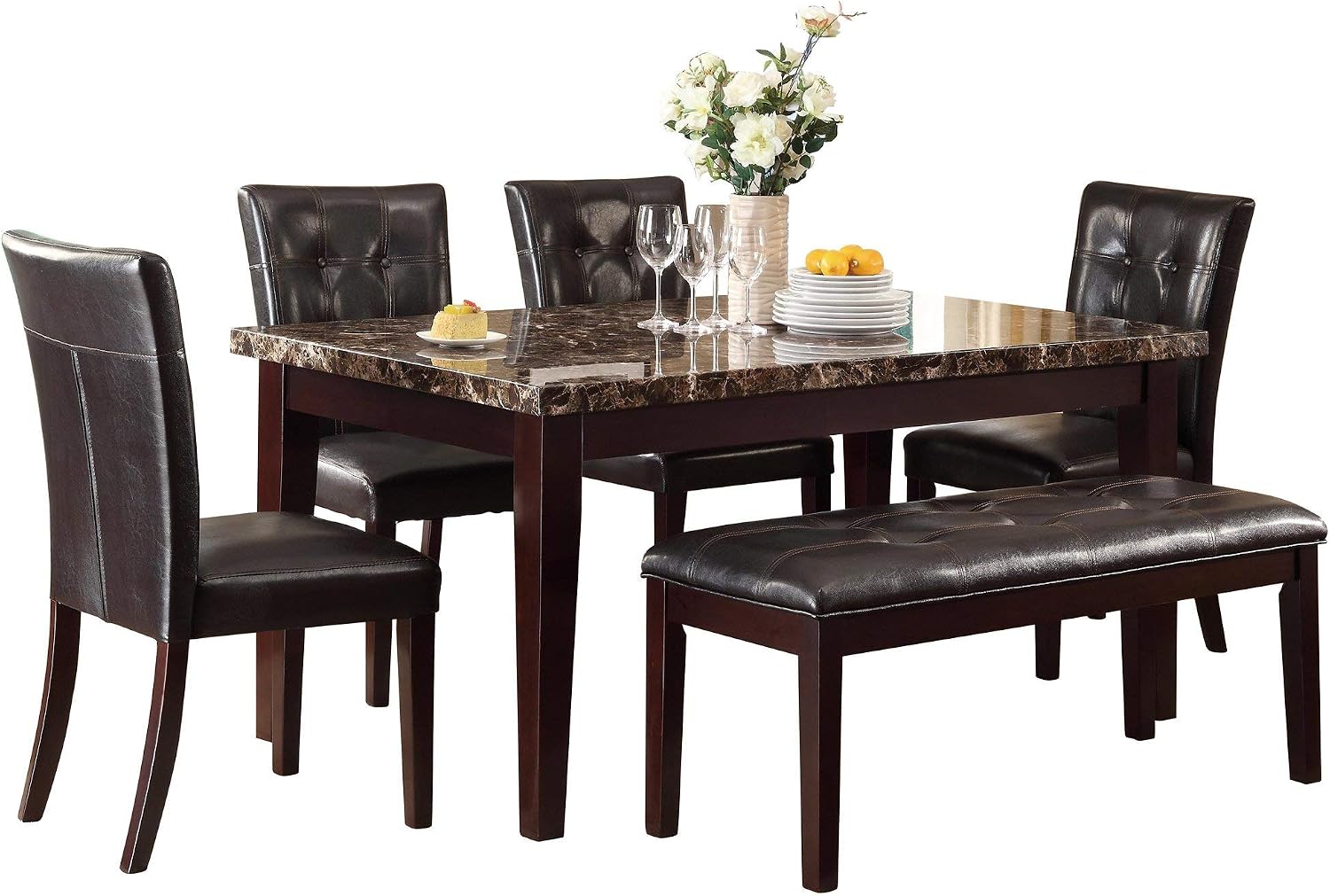 Amazoncom Tango 6pc Dining Set Faux Marble Top Table Amazoncom Tango 6pc Dining Set Faux Marble Top Table