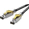 LINKUP - [GHMT & DSX8000 Certified] Cat8 Ethernet Patch Cable S/FTP 22AWG Double Shielded Solid Cable | 2000MHz 2GHz 40Gbps | 5th-Gen Ethernet LAN Network 40G Structure Wires |Black| 1 M (3.3ft)