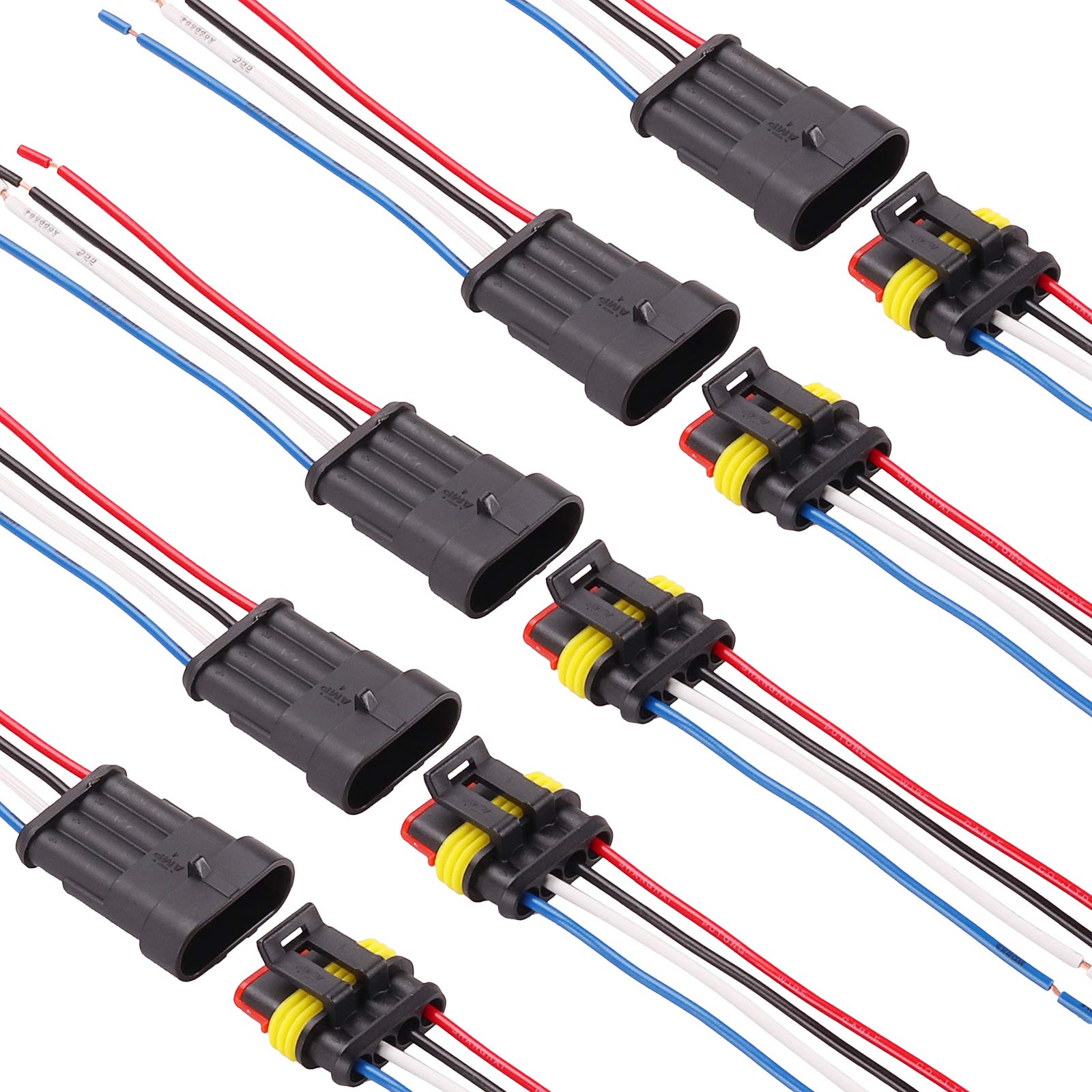 Kinstecks 5 Kit 4 Pin Waterproof Electrical Connector Auto Electrical Wire Connectors with Wire for Car Truck Boat Motorcycle and Other Wire Connections