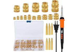 BILIPLE 90W Soldering Iron Heat Set Insert Tool, LED Digital Solder Iron Adjustable Temperature(180°C-480°C) with 250Pcs Threaded Inserts Brass Nuts, 6Pcs Heat Set Insert Tips for 3D Printing Projects