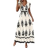 BTFBM Summer Dresses for Women Beach Fashion Floral Short Sleeve V Neck Boho Long Wedding Guest Maxi Dress Spring