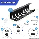 HOMMAND Under Desk Cable Management Tray 2 Pack Steel w/ Adhesive & Screw Mount view 6