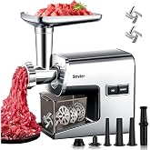 Sinyder Electric Meat Grinder 3000W Max Stainless Steel Mincer | Pure Copper Motor, Metal Gears, Stainless Steel Body, 2 Blades &amp; 3 Grinding Plates, Sausage Stuffer Tubes &amp; Kubbe Kit