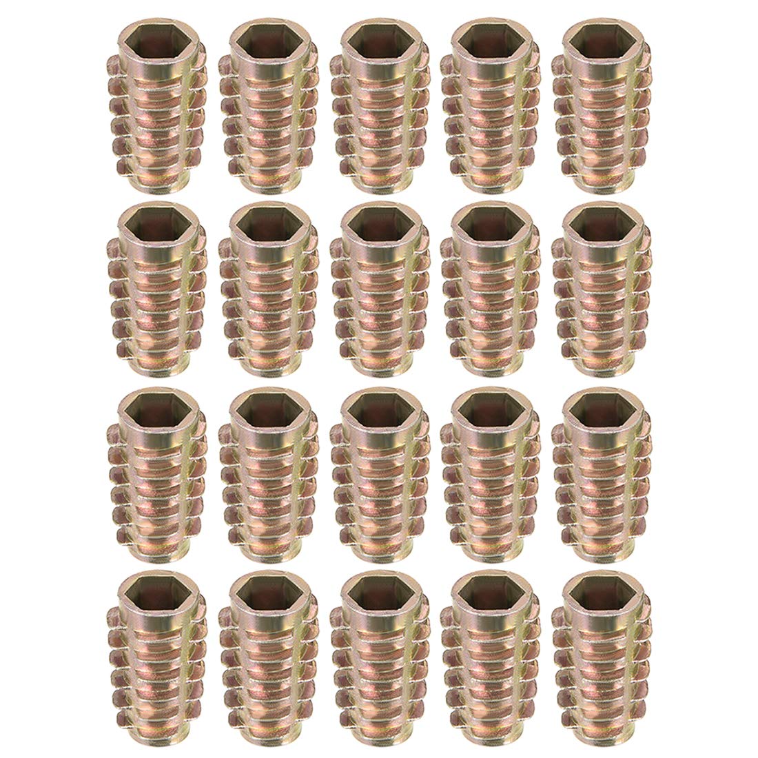 sourcing map Furniture Threaded Insert Nuts Zinc Alloy Hex-Flush M8 Internal Threads 25mm Length 20pcs