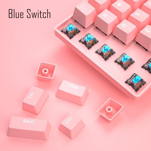 MageGee MK-Mini 60% Mechanical Keyboard - 61 Key Red Switch, Blue LED Backlit, USB-C