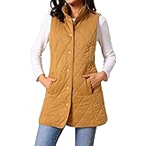 Seta T Women's Long Puffer Vest Stand Collar Sleeveless Puffy Jackets Lightweight Gilet Quilted Warm Coat