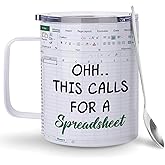 Hyturtle Accountant Gifts for Women, Men, Boss, Gifts for Accountant Coffee Tumbler Cup Mug Stainless Steel 12oz, Funny Spreadsheet Mug Gift for Accounting, Boss Coworker On Birthday Christmas