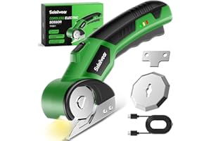 SOLEILWEAR Cardboard Cutter, Rechargeable Cordless Electric Scissors, 4V Upgrade Motor Electric Box Cutter with 2 Blades, Safety Lock & LED Light, Powerful Cutting for Cardboard Box, Plastic, Leather